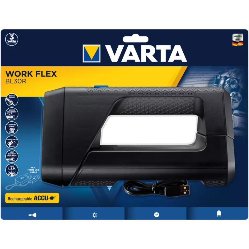 Lanterna de mão Varta Work Flex preto LED 600 lm IPX4 2600 mAh