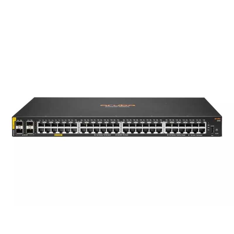Hewlett Packard Enterprise HPE Aruba Networking CX 6100 48G Class4 PoE 4SFP+ 740W Switch - Switch - L3 - gerido - 48 x 10/100/1000 (PoE+) + 4 x 1 Gigabit/10 Gigabit SFP+ (uplink)