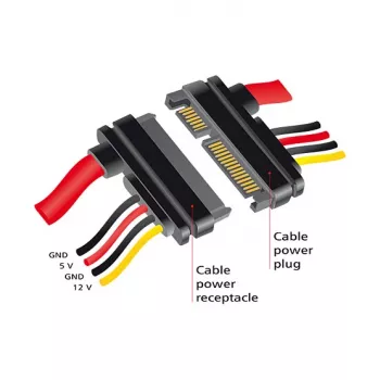 Cabo SATA DeLOCK 83803 0,3m SATA 22 pinos preto vermelho amarelo