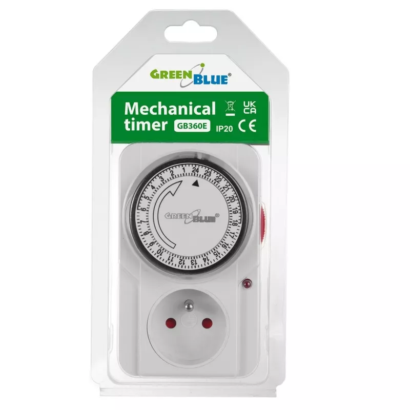 Temporizador mecânico GreenBlue GB360 — temporizador mecânico de tomada para comutação temporizada
