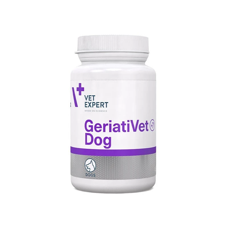 Suplemento alimentar VETEXPERT GeriatiVet Dog 45 cápsulas — para cães idosos, em comprimidos, adequado a todas as raças, sem conservantes e sem glúten