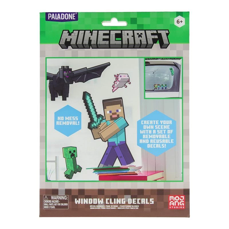Autocolantes de janela Paladone Minecraft PP13105MCF – autocolantes decorativos reutilizáveis para janelas e superfícies lisas
