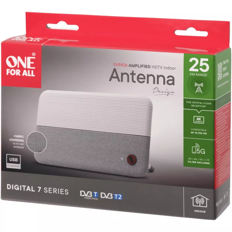 Antena de tecido One for All DVB-T2 1080p branca SV9436-5G (SV9436-5G)