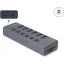 Hub USB 3.0 externo de 6 portas DELOCK 64237 com interruptores individuais e slot para cartões SD/MicroSD