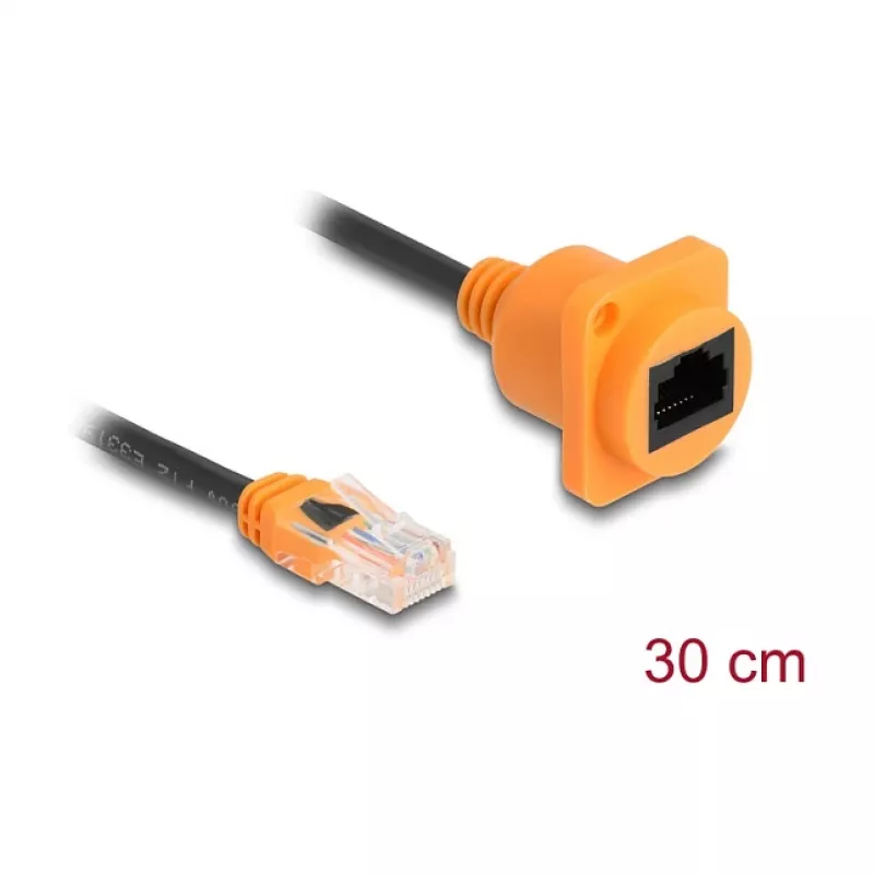 Cabo de rede DeLOCK 90804 0,3 m Cat5e U/UTP RJ-45 preto laranja