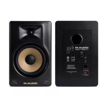 Monitor de estúdio ativo M‑Audio Forty Eighty, 80 W, 2 vias, woofer de 8 polegadas, tweeter de 1,25 polegadas, entradas XLR/TRS, caixa MDF