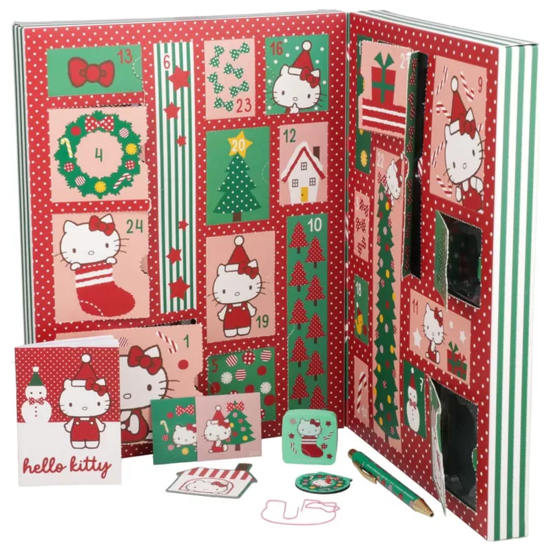 Calendário de advento Paladone Hello Kitty papelaria conjunto de 24 dias com presentes diários de papelaria