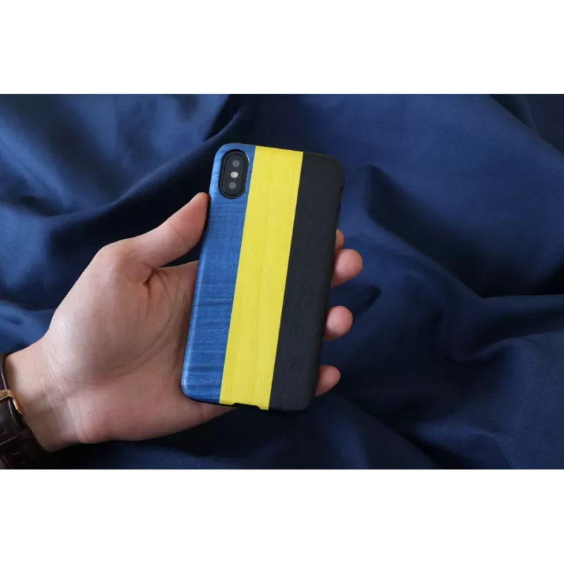 Capa para smartphone man and wood para iPhone X/XS – dandy azul preto, concha rígida protetora