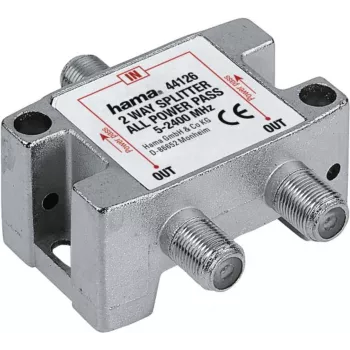Distribuidor coaxial de satélite 2 vias HAMA Classic Line 2 vias totalmente blindado — 2 saídas, totalmente blindado