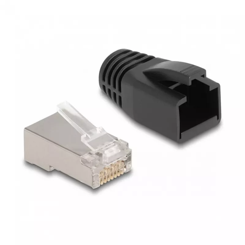 Conector modular RJ50 DeLOCK Cat.5e 25 unid. conjunto ficha preto prateado