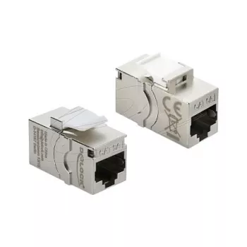 Módulo Keystone para patch panel DELOCK RJ45 Cat.6A com tampa de proteção roscada, azul
