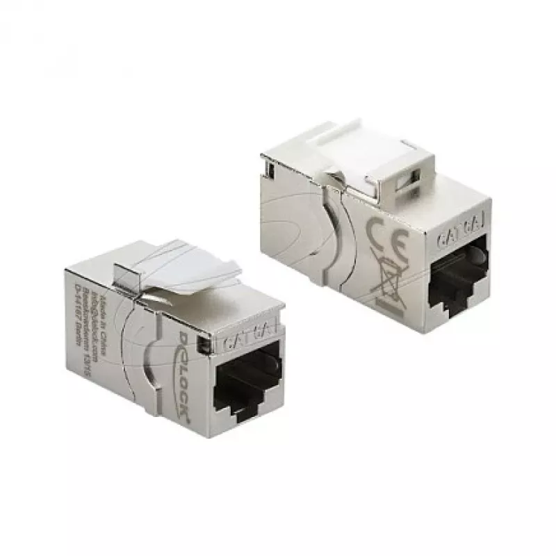 Módulo Keystone para patch panel DELOCK RJ45 Cat.6A com tampa de proteção roscada, azul