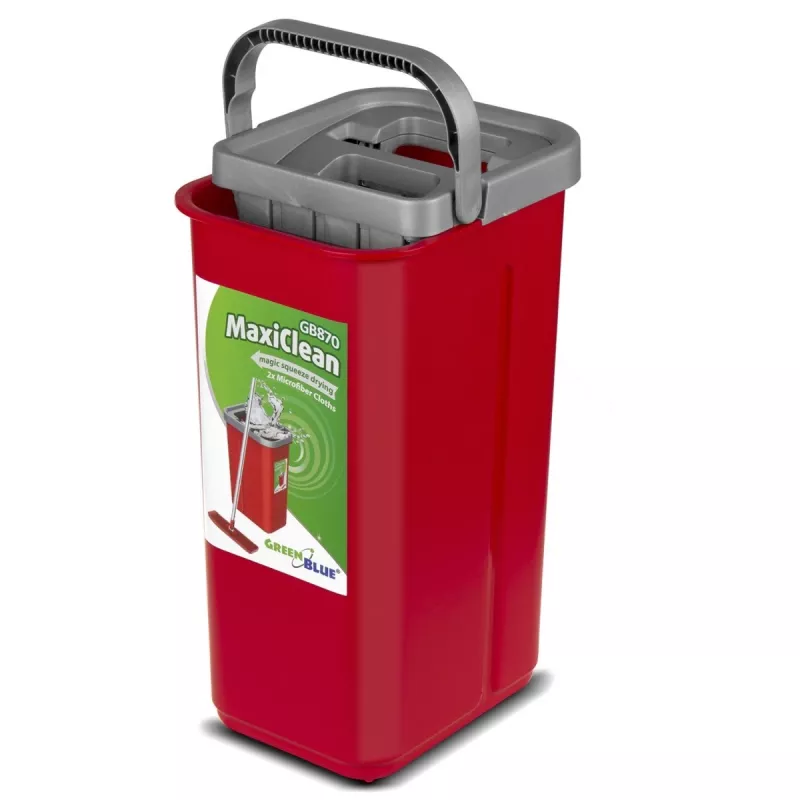Conjunto de esfregona plana GB870 MaxiClean com balde de limpeza 2 em 1 5,7L, sistema de limpeza de chão com cabeça de esfregona rotativa 360°
