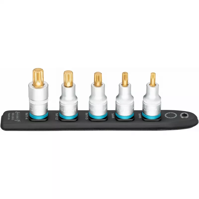 Conjunto de chaves de caixa Hazet 990-SR/5 chaves de caixa curtas de perfil multiponto, 5 peças, tamanhos M6–M14