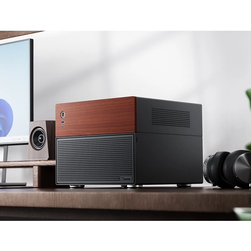 Caixa Microtower Jonsbo N4 preta Aço robusto Caixa de PC compacta