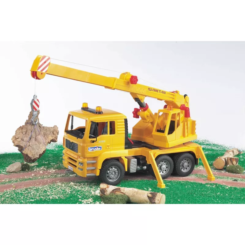 Camião grua BRUDER MAN BR-02754, construção em ABS, amarelo, para crianças a partir dos 4 anos (sem módulo de luz e som)