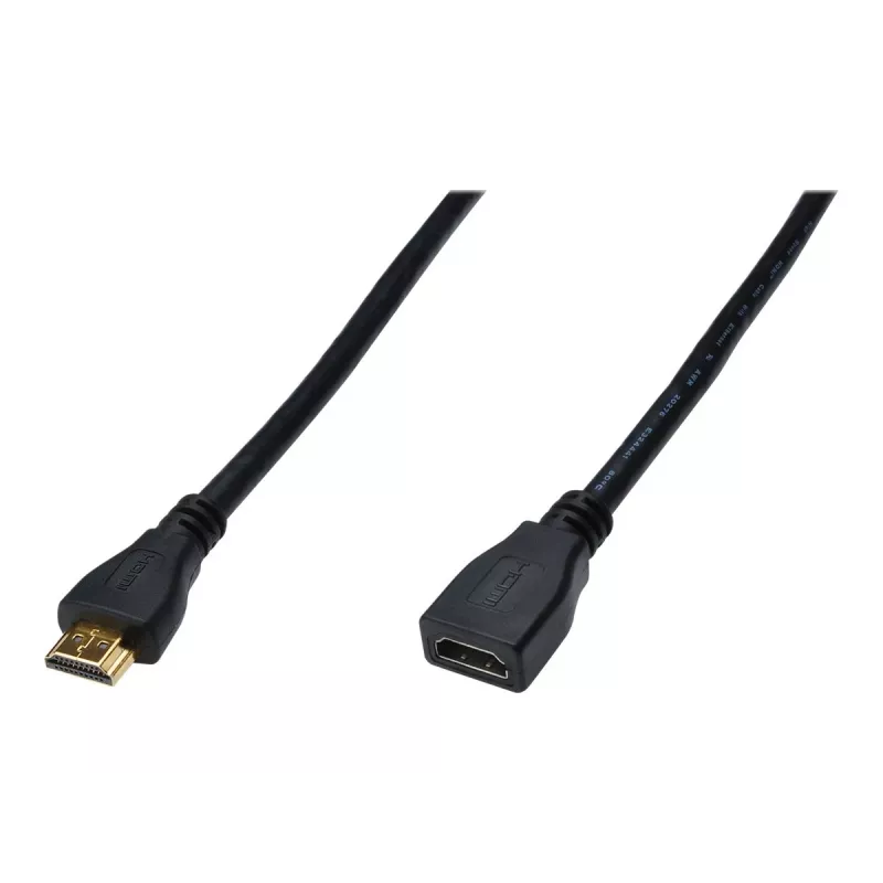 Cabo de extensão HDMI High Speed - HDMI com Ethernet Digitus ASSMANN - HDMI (F) para HDMI (M) - 5 m - isolamento triplo - preto (AK-330201-050-S)