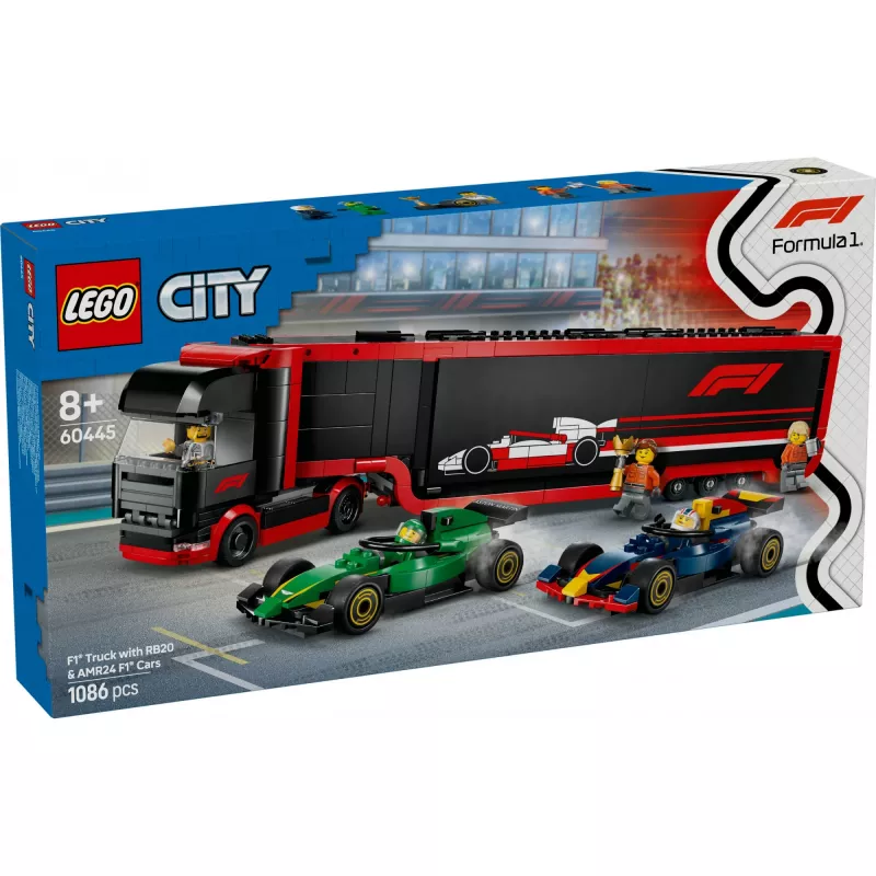 LEGO CITY 60445 F1 - Camião com carros RB20 e AMR24 F1