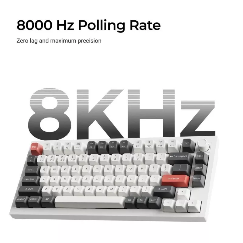 Teclado mecânico Keychron Q1 Ultra 8K — layout 75%, USB + RF sem fios + Bluetooth, RGB, preto