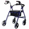 Andarilho com quatro rodas e assento, azul/preto