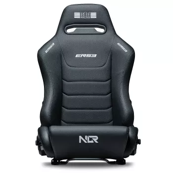 Cadeira de corrida com encosto ajustável Next Level Racing ERS3 Elite Premium — couro sintético preto, encosto reclinável, compatível com montagem em cockpit e no chão