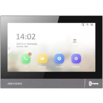 Posto interno de videoporteiro Hikvision DS-KH8381-WTE1 7 polegadas 1024x600, PoE, Wi‑Fi, MicroSD