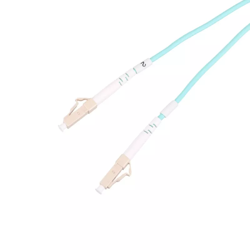 Cabo de patch LC/UPC-LC/UPC Duplex 5 m — Extralink OM3 Multimodo, 3 mm FTTH, Aqua