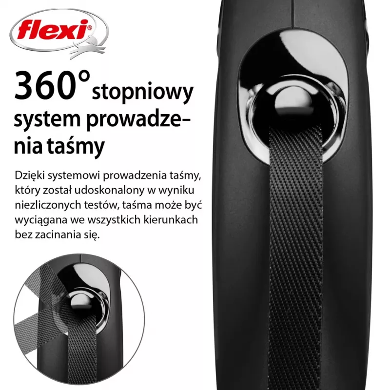 Flexi New CLASSIC 5 m Preto Trela retrátil para cães