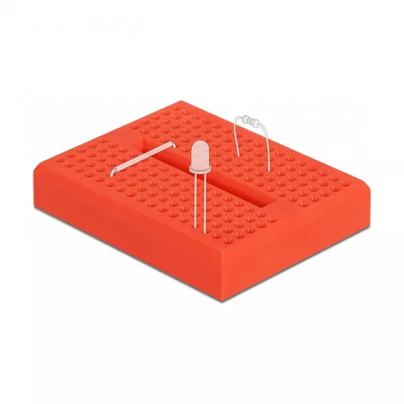 Placa de ensaio DELOCK 18318 – placa de prototipagem em plástico sem soldadura, 36 × 46 × 10 mm, vermelho