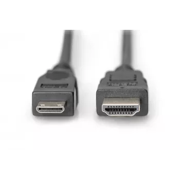 Digitus ASSMANN - Cabo de vídeo/áudio - HDMI - 30 AWG - Mini-HDMI, 19 pinos (M) - HDMI, 19 pinos (M) - 3 m - Isolamento duplo - preto (AK-330106-030-S)