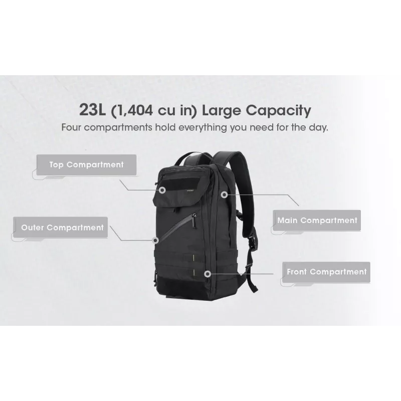 Mochila Nitecore BP23 mochila de viagem preta nylon, poliéster