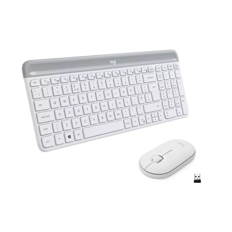Logitech Slim Wireless Combo MK470 - conjunto teclado e rato - sem fios - 2,4 GHz - espanhol - branco sujo (920-009199)