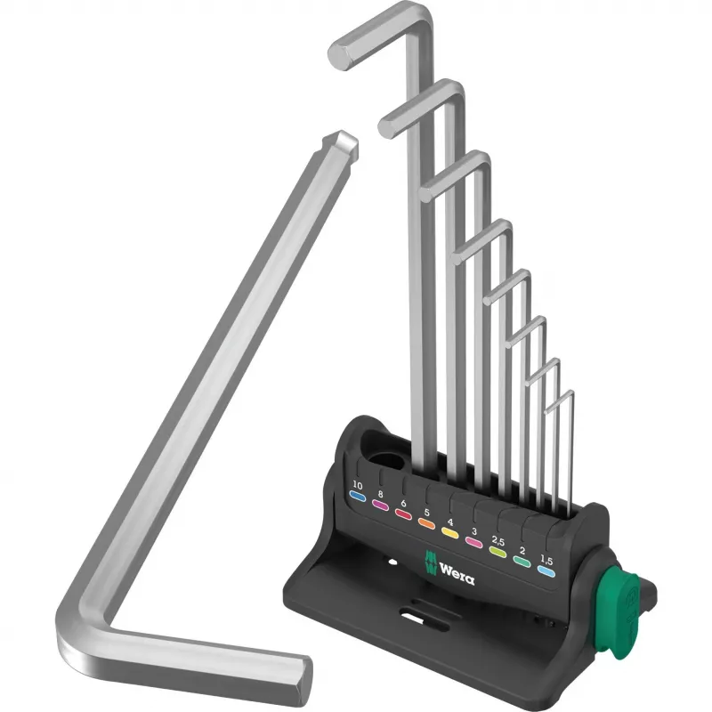 Wera 05022102001 conjunto de chaves sextavadas, forma L, métrico, 9 peças
