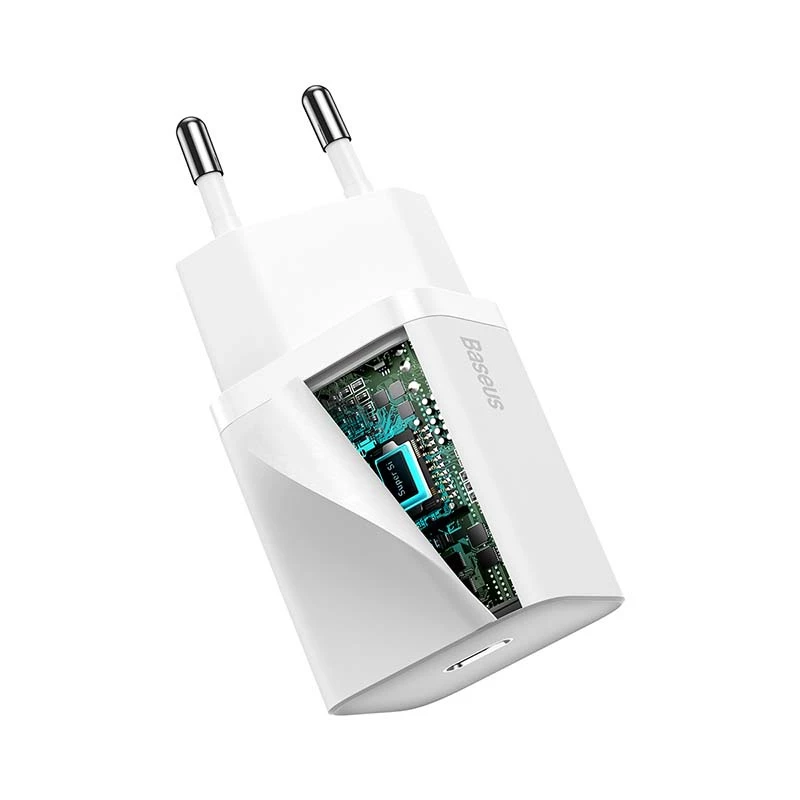 Carregador rápido de parede Baseus Super Si para smartphone branco CA para interior