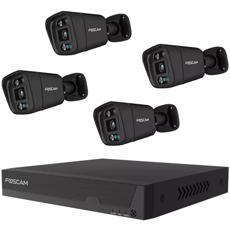 Conjunto de câmaras de vigilância Foscam FN9108E-B4-2T — 4 câmaras com gravador, preto
