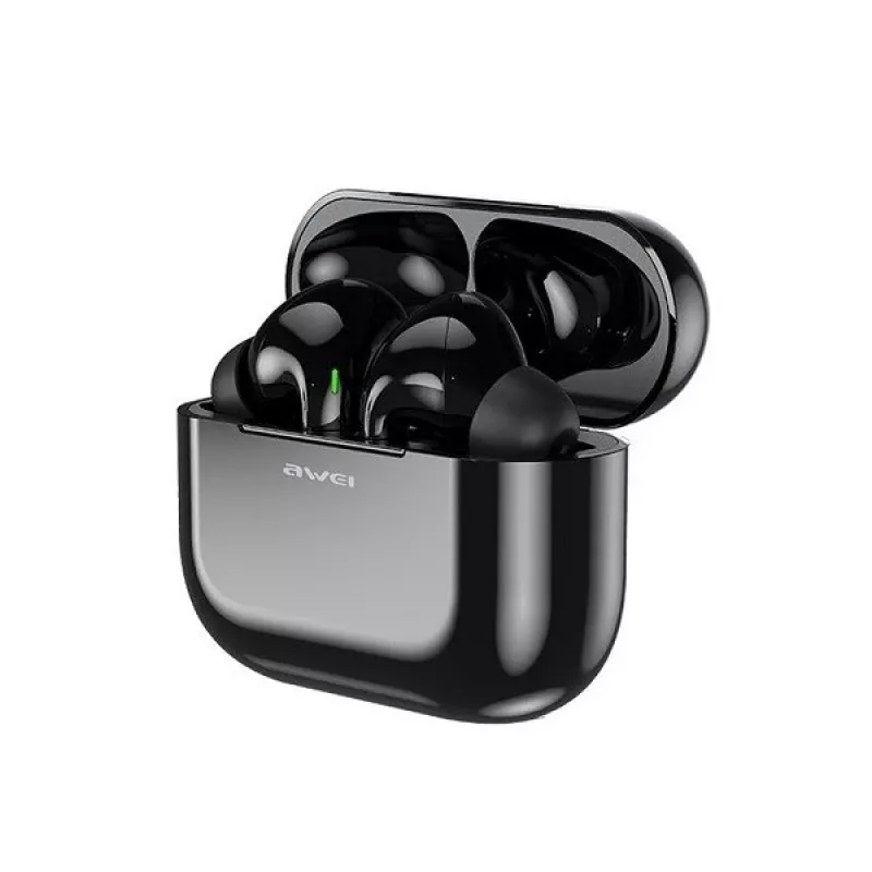 Auscultadores Bluetooth 5.0 T29 TWS AWEI + estação de carregamento preto/preto