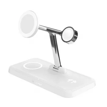 Carregador HYPER HJ3004WHGL para dispositivos móveis auscultadores, smartphone, smartwatch prateado, branco DC, USB carregamento sem fios carregamento rápido interior