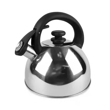 Chaleira Maestro MR1302 aço inoxidável 2,5 L, adequada para indução, apito com tampa articulada, pega preta
