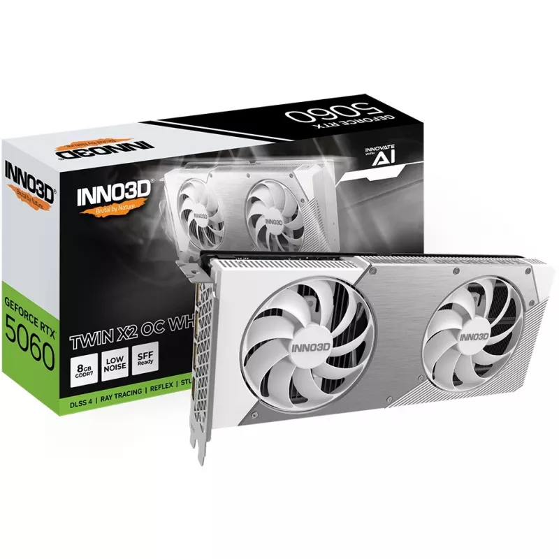 Placa gráfica Inno3D GeForce RTX 5060 Twin X2 OC — 8 GB GDDR7, 128-Bit, PCIe 5.0, 2280 MHz