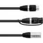Cabo adaptador EUROLITE 30227869 IP XLR 3 pinos ficha macho para 2× IP XLR 3 pinos conector fêmea