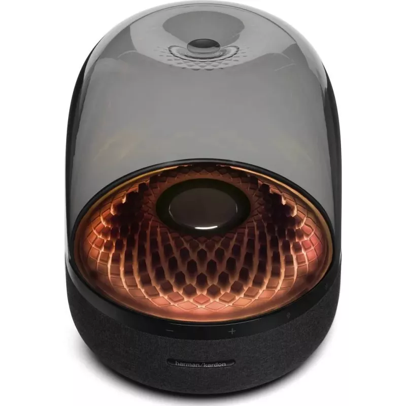 Altifalante portátil sem fios Harman/Kardon Aura Studio 4 — 100 W, 3 drivers, 45–20000 Hz, preto/transparente
