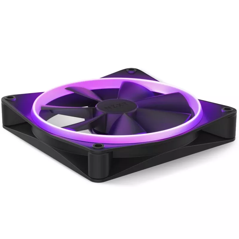 Ventoinha de caixa NZXT F140 RGB 14 cm, preta, 500–1800 rpm, rolamento fluido dinâmico, 4 pinos, 18 LEDs