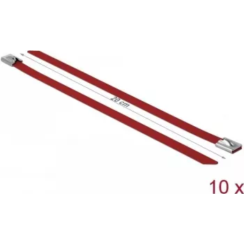 Abraçadeira de aço DeLOCK 18781 vermelho 200mm 10 unid.