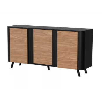 Cómoda Cama Meble VOLARE 151 x 39 x 75 cm, preto/nogueira, aglomerado