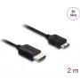 Cabo HDMI DELOCK 81685 — 2 m, HDMI tipo A (ficha macho) para HDMI tipo C (Mini, ficha macho), 48 Gbit/s, até 7680×4320, contactos dourados, preto