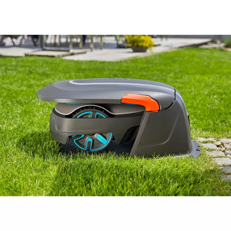 Garagem para robô corta-relvas, Abrigo Cinzento/Turquesa, para SILENO life, SILENO city