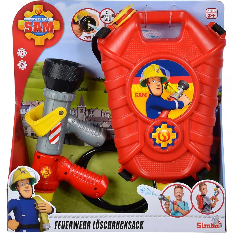 Simba-Dickie Simba Sam mochila de bombeiro para jogo de role-play – acessório de jogo de água