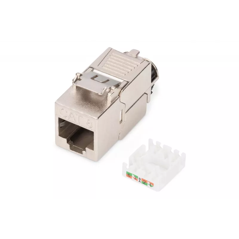 Módulo Keystone Digitus CAT 8.1 RJ-45 blindado plano branco