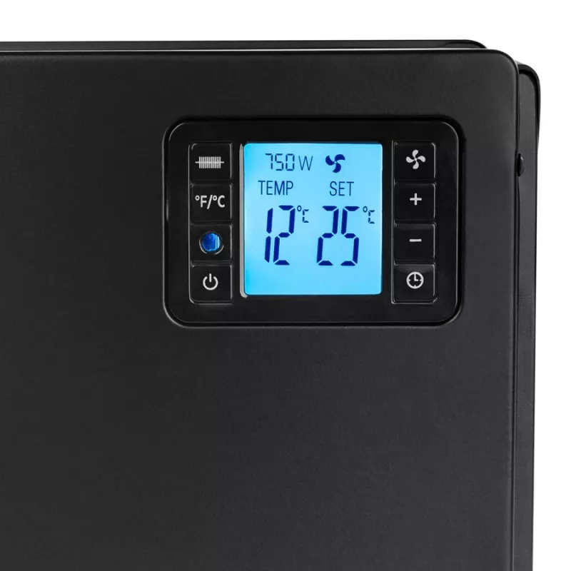 Aquecedor convector elétrico NOVEEN CH7100 — 2000 W, 3 níveis de potência, LCD, temporizador, comando, preto