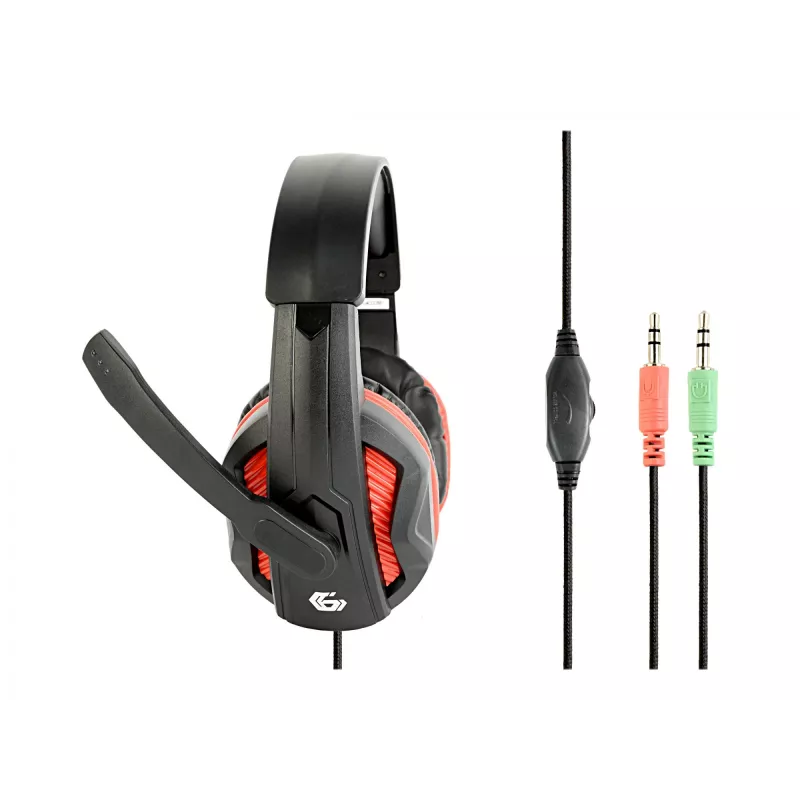 Headset gaming com fios GEMBIRD GHS-03 — 20–20000 Hz, cabo de 2 m, 250 g, preto/vermelho